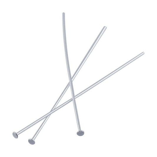 Argentium® Silver 44.45mm 1.9mm Flat Head Pin, 0.72mm, 1/2-Hard