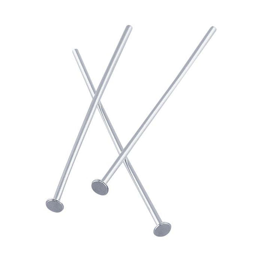 Argentium® Silver 25.4mm 1.9mm Flat Head Pin, 0.57mm, 1/2-Hard