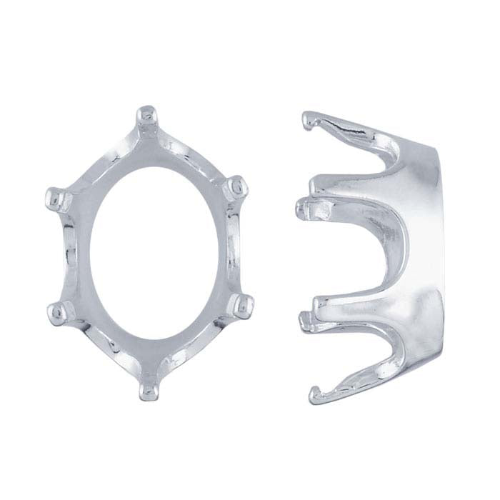 Argentium® серебро 8 x 6 мм овальная оправa ReadySet™ с 6 зубцами