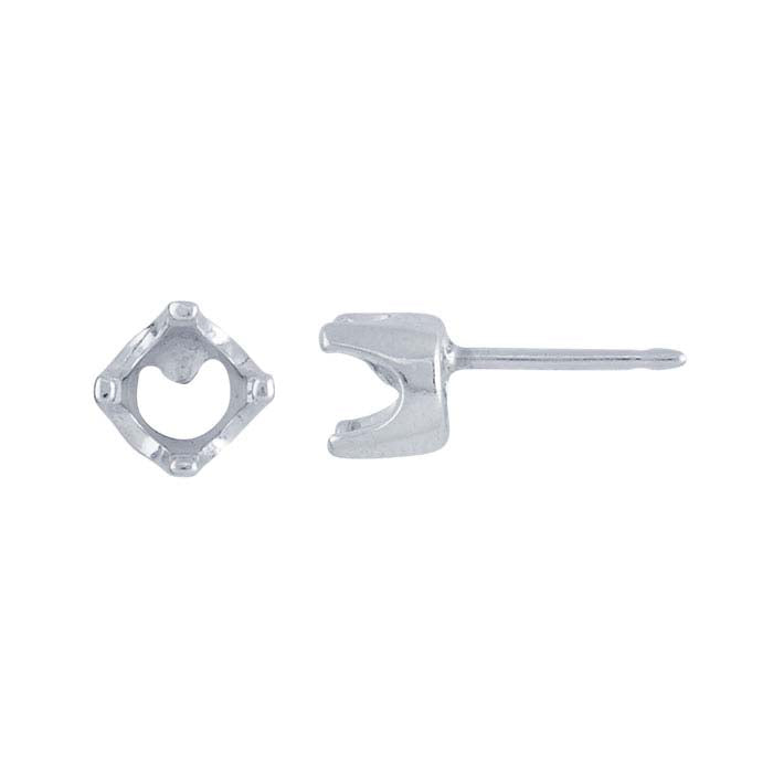 ReadySet™Argentium® Silver 5mm Round Post Earring Mounting