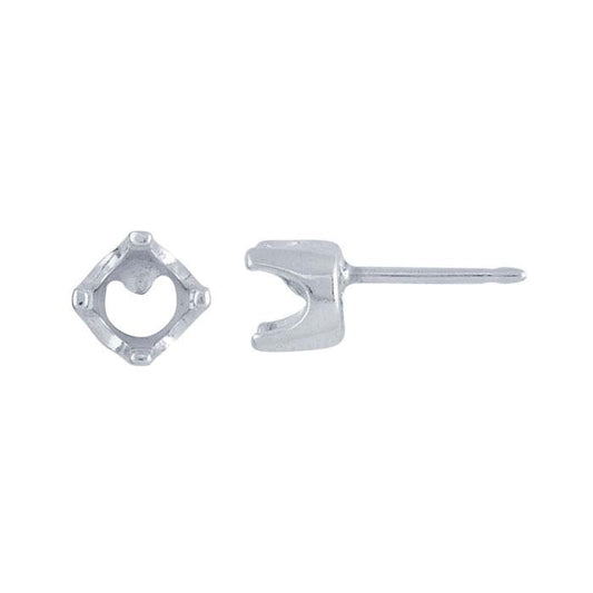 ReadySet™Argentium® Silver 5mm Round Post Earring Mounting