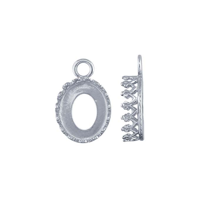 Argentium® Silver Oval Gallery Wire Bezel Cup Component Mounting