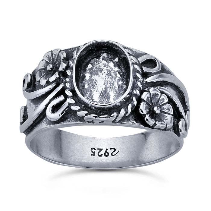 Sterling Silver Southwest 8 x 6mm Oval Cabochon Ring Mounting