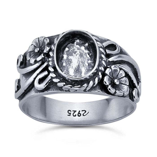 Sterling Silver Southwest 8 x 6mm Oval Cabochon Ring Mounting