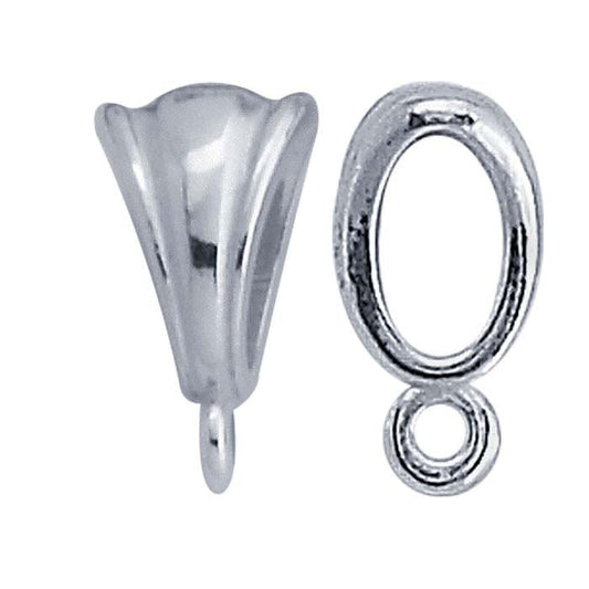 Sterling Silver Fluted Pendant Bails with Perpendicular Ring