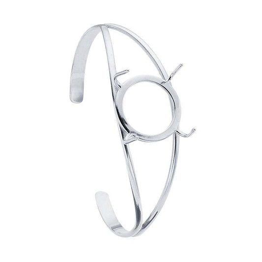 Sterling Silver 25mm Round Freeform Cuff Bracelet Mounting