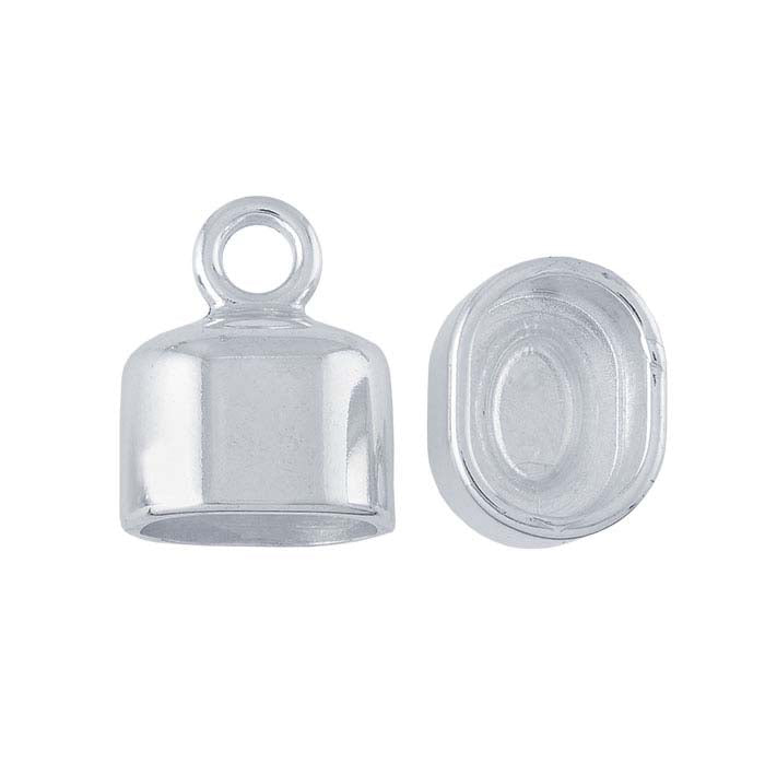 Sterling Silver Oblong Cord End Cap