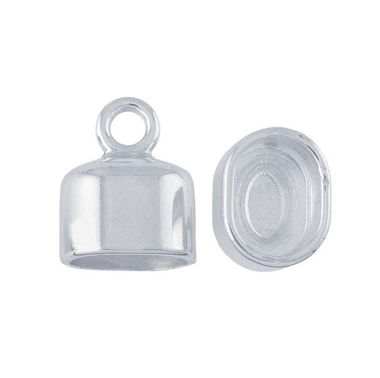 Sterling Silver Oblong Cord End Cap