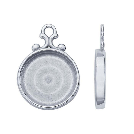 Sterling Silver 14mm Round Cabochon Component Mounting