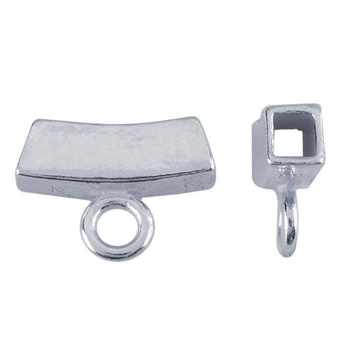 Sterling Silver Square Tube Pendant Bail with Ring