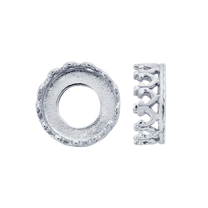 Sterling Silver 8mm Round Gallery Wire Bezel Cup Setting