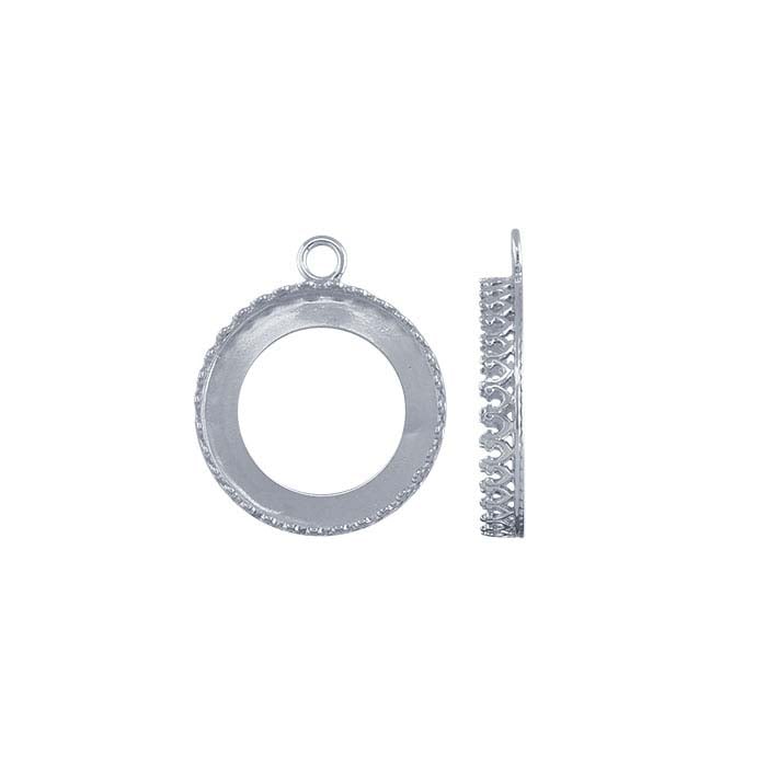 Sterling Silver 20mm Round Gallery Wire Cabochon Component Mounting