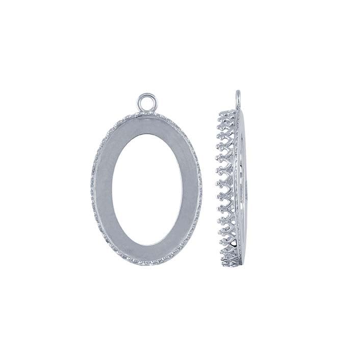 Sterling Silver 25 x 18mm Oval Gallery Wire Cabochon Component Mounting