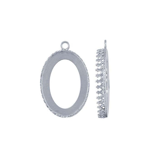 Sterling Silver 25 x 18mm Oval Gallery Wire Cabochon Component Mounting