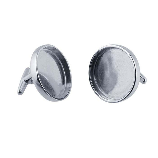 Sterling Silver Round Cabochon Cuff Link Mounting