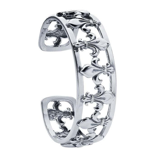 Sterling Silver Oxidized Fleur-de-Lis Cuff Bracelet