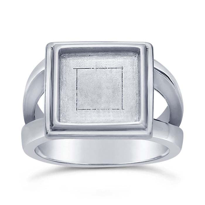 Sterling Silver 10mm Square Cabochon Ring Mounting