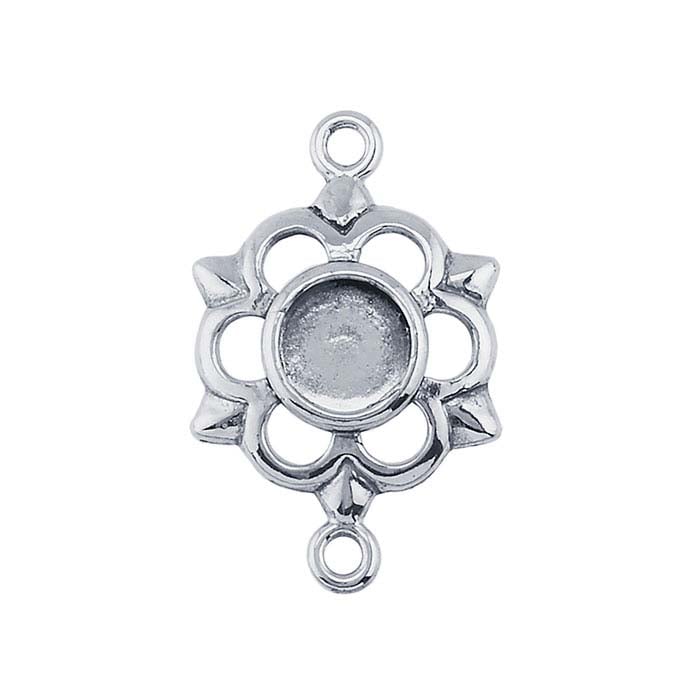 Sterling Silver 6mm Round Daisy Link Cabochon Component Mounting