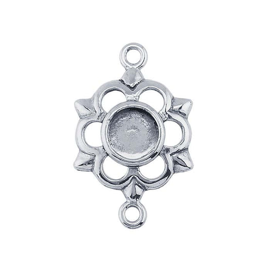 Sterling Silver 6mm Round Daisy Link Cabochon Component Mounting