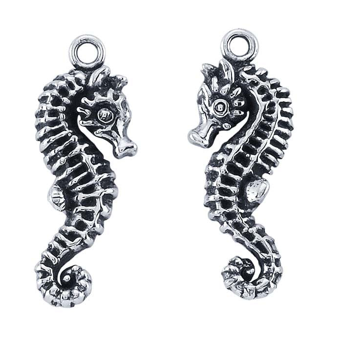 Sterling Silver Seahorse Component, Facing Pair