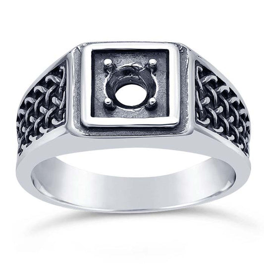 Sterling Silver Woven 5mm Round Ring Mounting
