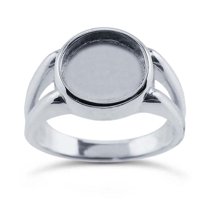 Sterling Silver Split Shank 10mm Round Cabochon Ring Mounting