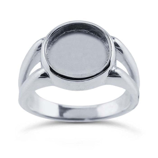 Sterling Silver Split Shank 10mm Round Cabochon Ring Mounting