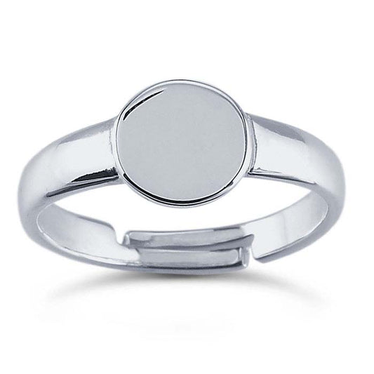 Sterling Silver 8mm Round Pad Ring Mounting, Adjustable