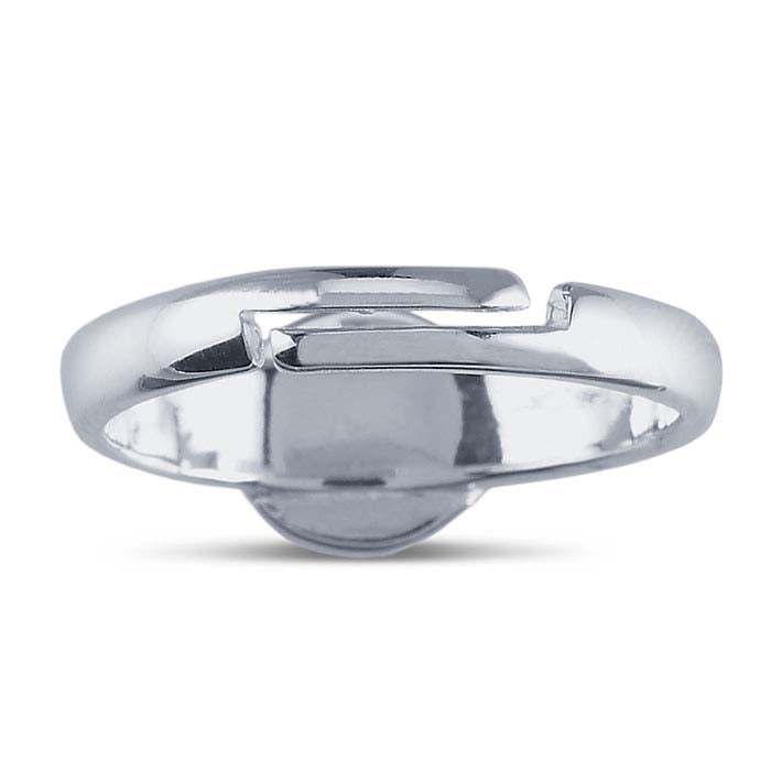 Sterling Silver 8mm Round Pad Ring Mounting, Adjustable