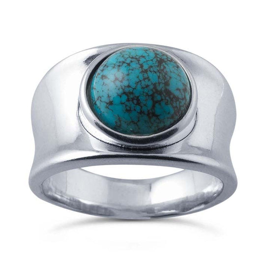 Sterling Silver Concave Band Round Cabochon Ring Mounting