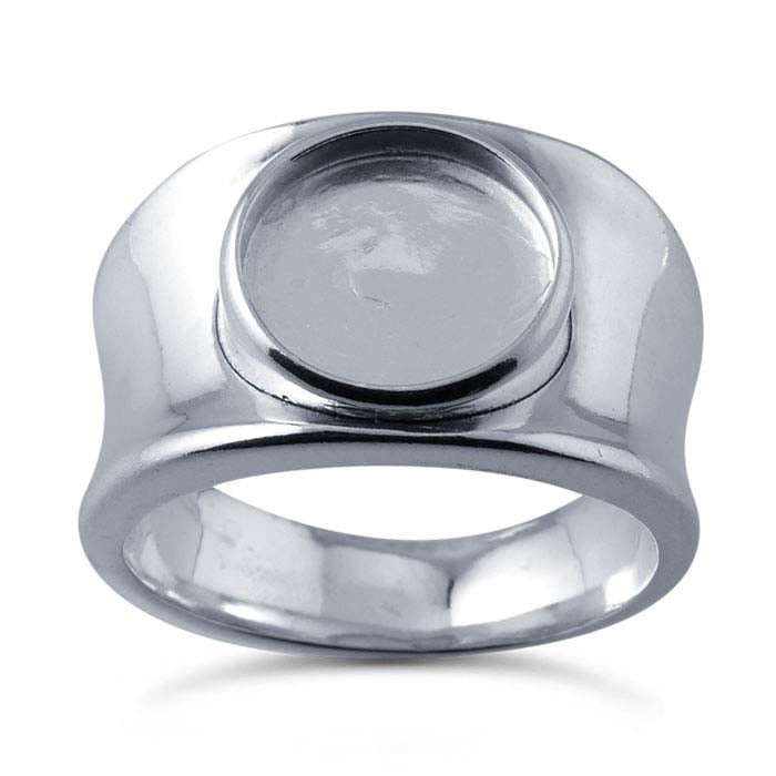Sterling Silver Concave Band Round Cabochon Ring Mounting