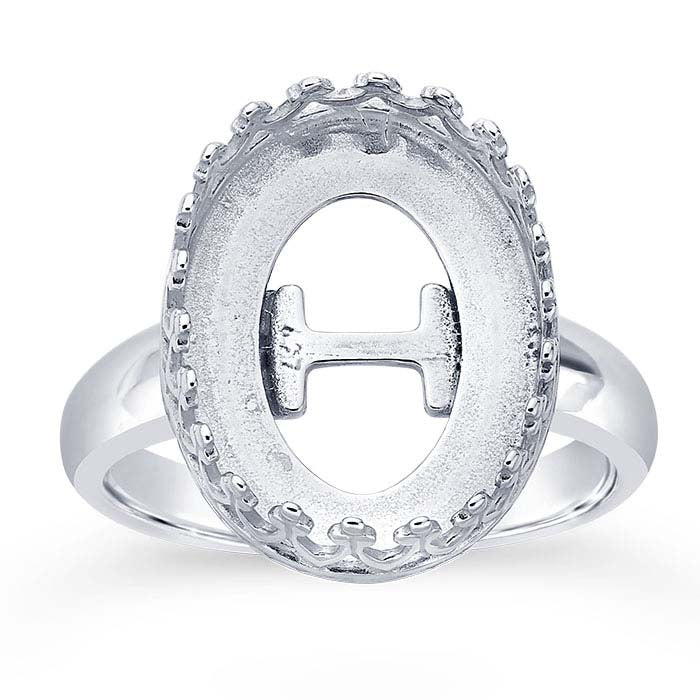 Sterling Silver Gallery Wire 16 x 12mm Oval Cabochon Ring Mounting