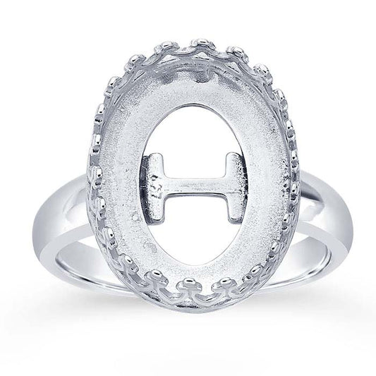 Sterling Silver Gallery Wire 16 x 12mm Oval Cabochon Ring Mounting