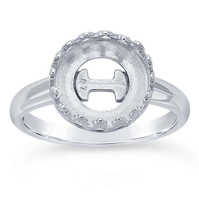 Sterling Silver Gallery Wire 10mm Round Cabochon Ring Mounting