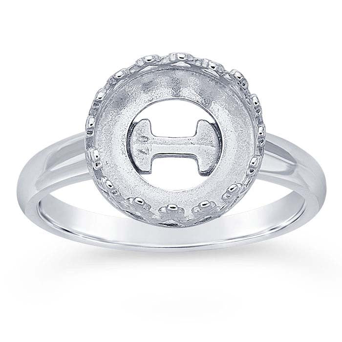 Sterling Silver Gallery Wire 10mm Round Cabochon Ring Mounting