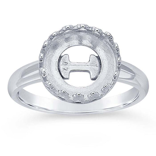 Sterling Silver Gallery Wire 10mm Round Cabochon Ring Mounting