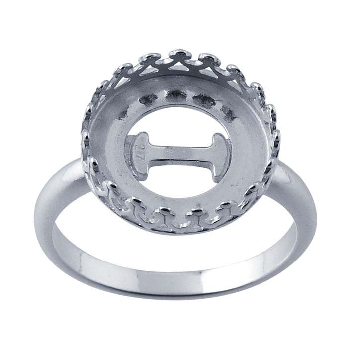 Sterling Silver Gallery Wire 14mm Round Cabochon Ring Mounting