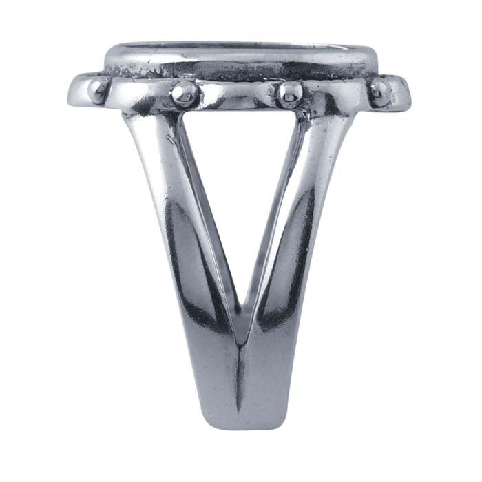 Sterling Silver Scalloped Split-Shank 14 x 10mm Oval Cabochon Ring Mounting