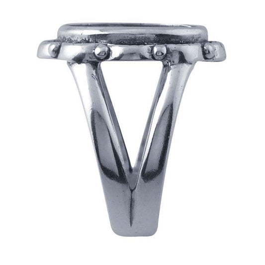 Sterling Silver Scalloped Split-Shank 14 x 10mm Oval Cabochon Ring Mounting