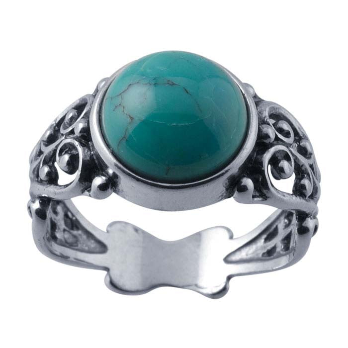 Sterling Silver Filigree 10mm Round Cabochon Ring Mounting