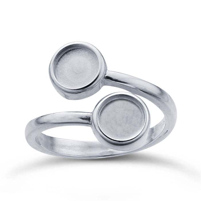 Sterling Silver Bypass Round Cabochon Ring Mounting