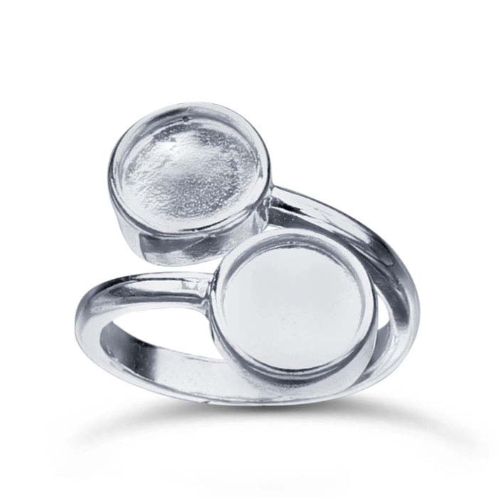 Sterling Silver Bypass Round Cabochon Ring Mounting
