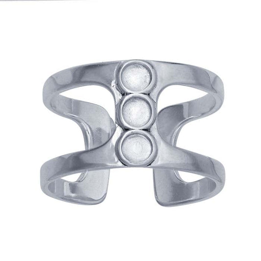 Sterling Silver 3mm Round Cabochon Ring Mounting, Adjustable