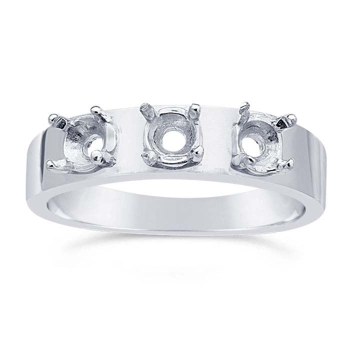 Sterling Silver Three-Stone Ring Mounting