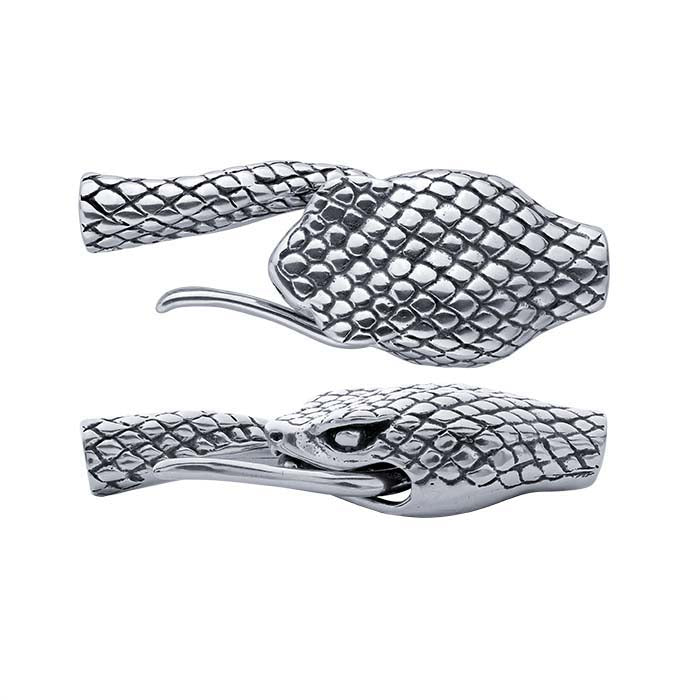 Sterling Silver 38.1 x 13.8mm Oxidized Snake Hook & Eye Clasp