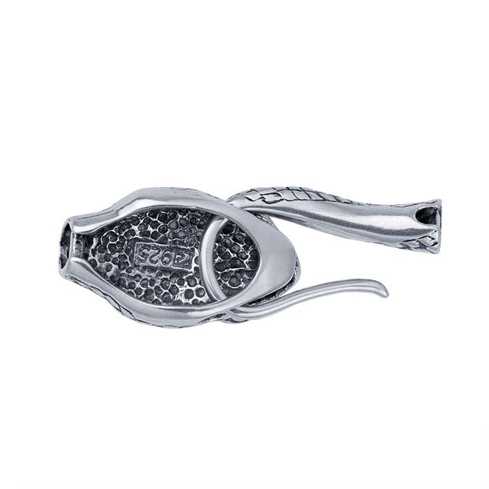 Sterling Silver 38.1 x 13.8mm Oxidized Snake Hook & Eye Clasp