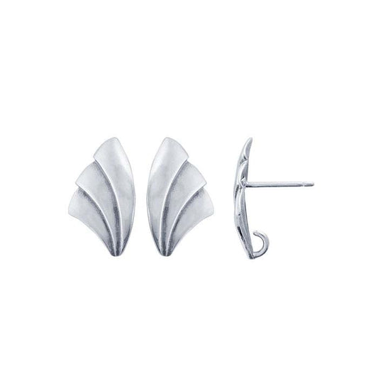 Sterling Silver Tapered Fan Post Earring with Hidden Open Ring