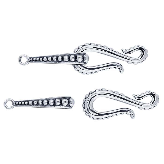 Sterling Silver Beaded Hook & Eye Clasp