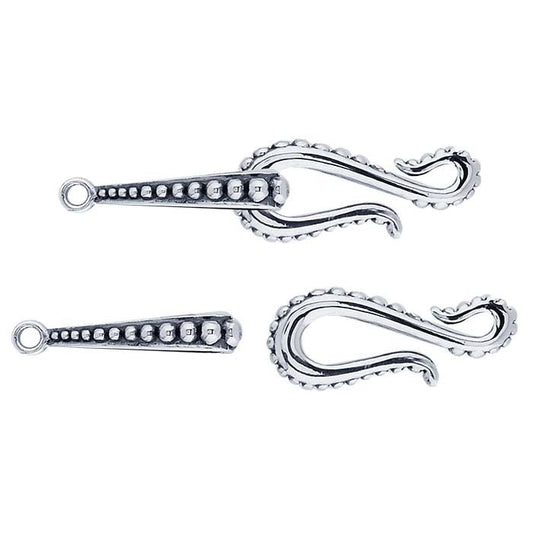 Sterling Silver Beaded Hook & Eye Clasp