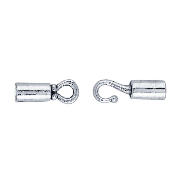 Sterling Silver 27.9 x 5.9mm Tube-End Hook & Eye Clasp